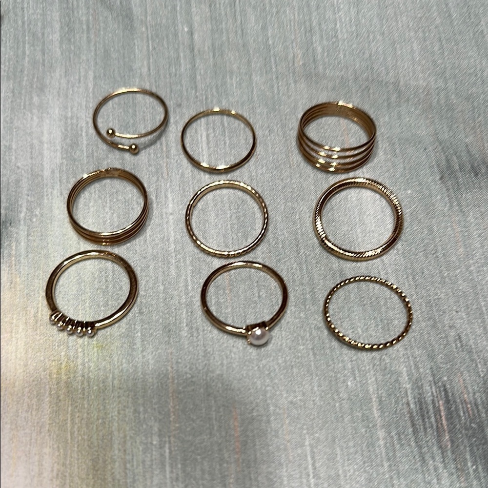 Gold-Tone Stackable Ring Set (9 Rings) - Picture 2 of 2